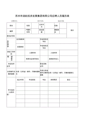 苏州市港航投资发展集团有限公司应聘人员履历表.docx