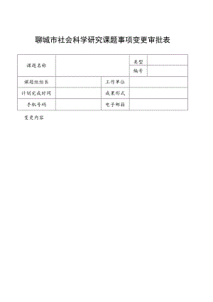 聊城市社会科学研究课题事项变更审批表.docx