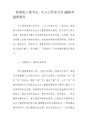 街道党工委书记、人大工作室主任2023年述职报告.docx