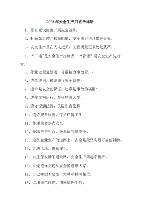 建筑施工项目2023年“安全生产月” 主题活动宣传标语.docx