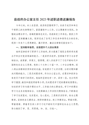 县政府办公室主任2023年述职述德述廉报告3600字.docx