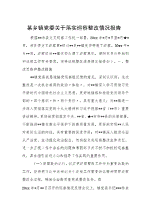 某乡镇党委关于落实巡察整改情况报告.docx