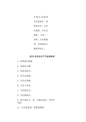 中小学2023年“安全生产月”活动宣传标语.docx