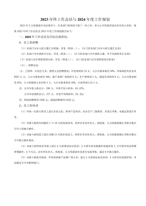 2023年终工作总结与2024年度工作规划（人力资源经理）.docx