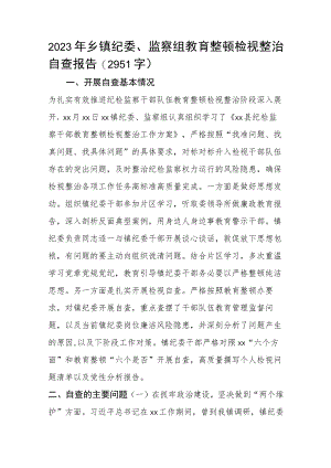 2023年乡镇纪委教育整顿检视整治自查报告.docx