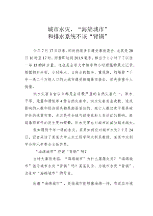 城市水灾“海绵城市”和排水系统不该“背锅”.docx