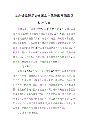 某市场监管局党组落实市委巡察反馈意见整改方案.docx