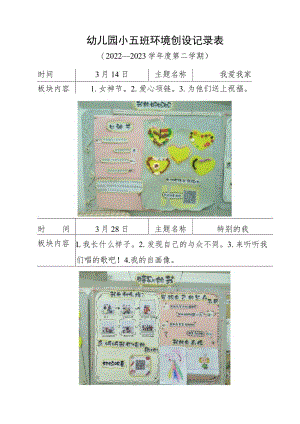 幼儿园小五班环境创设记录表1.docx