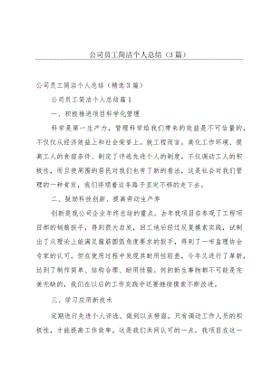 公司员工简洁个人总结（3篇）.docx