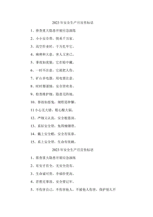 中小学2023年安全生产月 主题活动宣传标语.docx