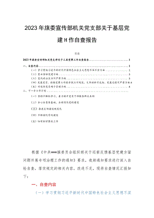 2023年旗委宣传部机关党支部关于基层党建工作自查报告.docx