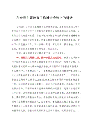 在全县主题教育工作推进会议上的讲话.docx