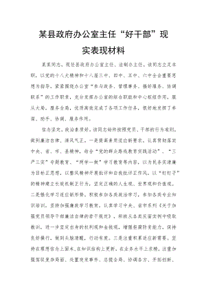 某县政府办公室主任“好干部”现实表现材料.docx
