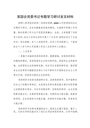 某国企党委书记专题学习研讨发言材料.docx