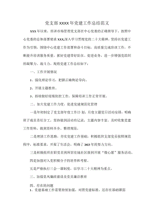 党支部XXXX年党建工作总结范文.docx