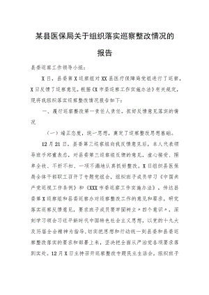 某县医保局关于组织落实巡察整改情况的报告.docx