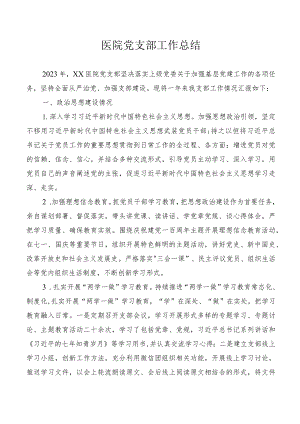 2023年医院党支部工作总结.docx