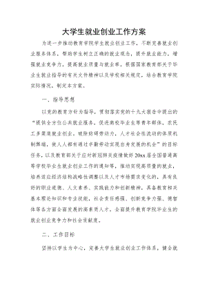 大学生就业创业工作方案.docx