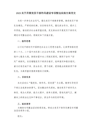 2023关于开展党员干部作风建设专项整治实施方案范文.docx