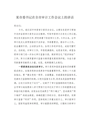 某市委书记在全市审计工作会议上的讲话.docx