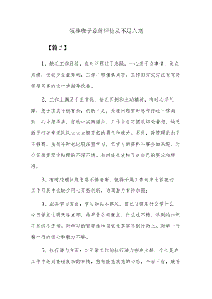 领导班子总体评价及不足六篇.docx