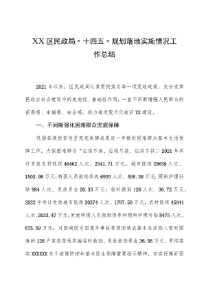 XX区民政局“十四五”规划实施情况工作总结.docx