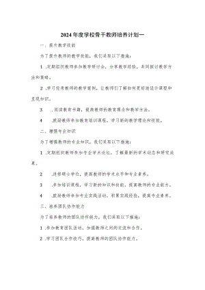 2024年度学校骨干教师培养计划一.docx