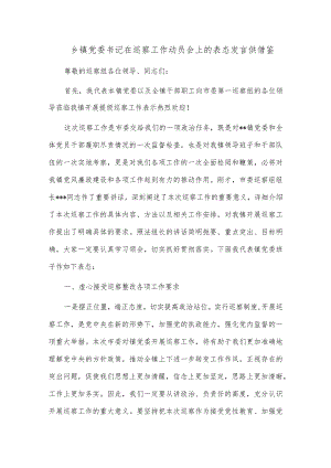 乡镇党委书记在巡察工作动员会上的表态发言供借鉴.docx
