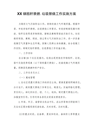 XX镇秸秆禁燃、垃圾禁烧工作实施方案.docx