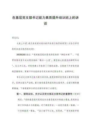 在基层党支部书记能力素质提升培训班上的讲话.docx