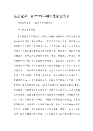 基层党员干部2023年组织生活会发言.docx