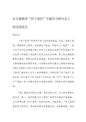 在主题教育“四下基层”专题学习研讨会上的交流发言.docx