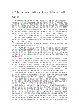 党委书记在2023年主题教育集中学习研讨会上的总结讲话.docx