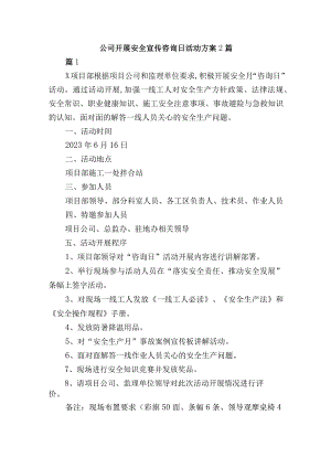 公司开展安全宣传咨询日活动方案2篇.docx