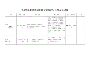 2022年北京市职业教育宣传月特色亮点活动表.docx