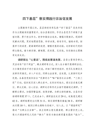 经验做法：“四下基层”察实情 践行宗旨促发展.docx