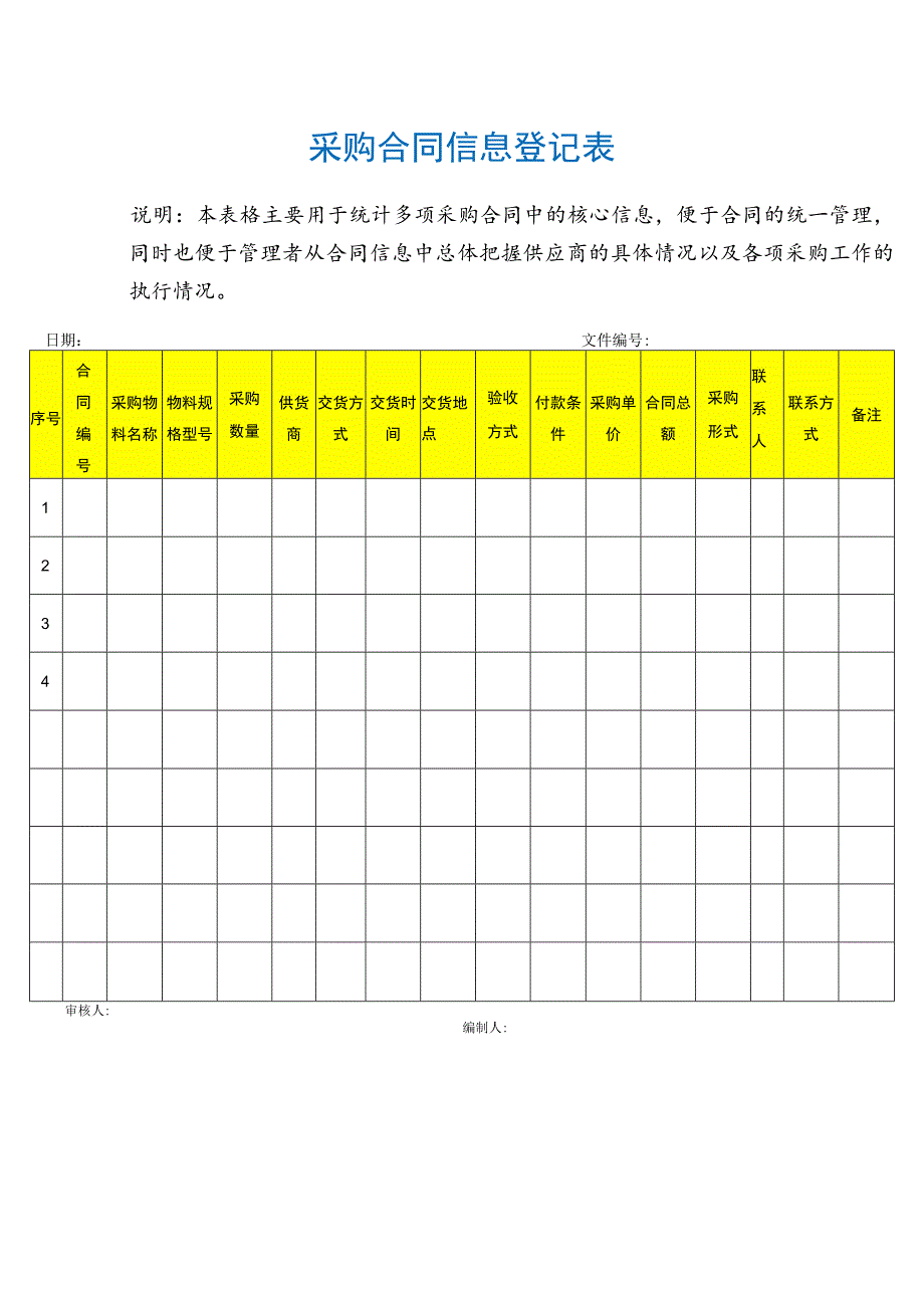 采购合同信息登记表.docx_第1页