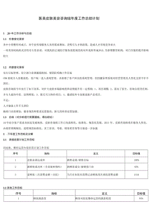 医美皮肤美容咨询组年度工作总结计划.docx