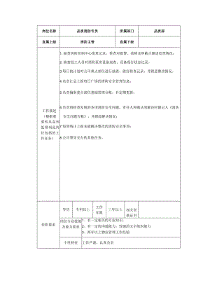 商业广场管理品质部品质消防专员岗位说明书.docx
