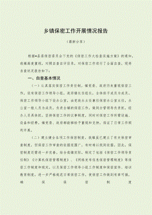 乡镇保密工作开展情况报告（最新分享）.docx