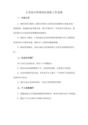 大学综合管理岗位到校工作设想.docx