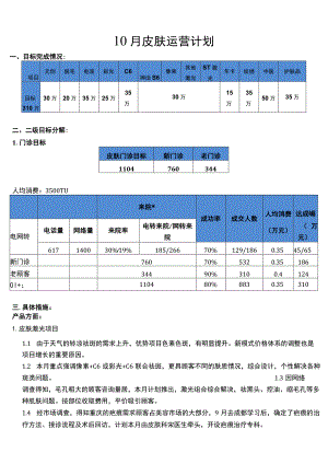 医美皮肤美容10月运营计划方案.docx