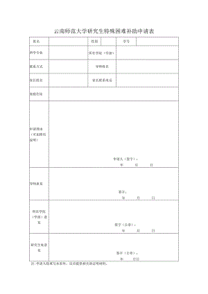 云南师范大学研究生特殊困难补助申请表.docx