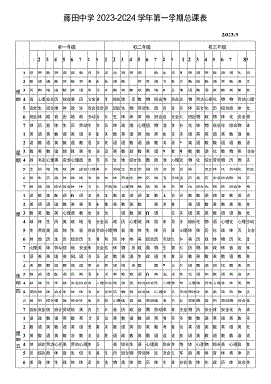 藤田中学2023—2024学年第一学期总课表.docx