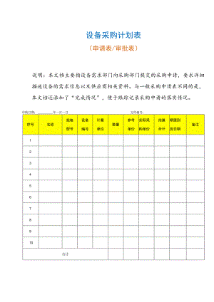 设备采购计划表.docx
