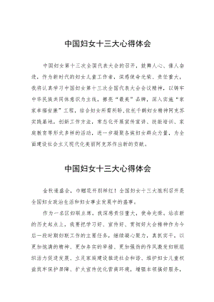 中国妇女十三大心得体会简短发言材料(18篇).docx