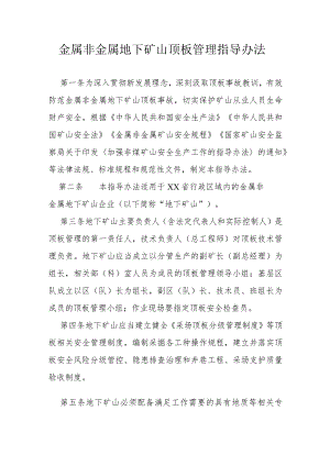 金属非金属地下矿山顶板管理指导办法.docx