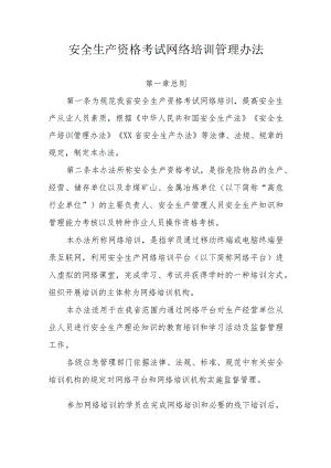 安全生产资格考试网络培训管理办法.docx