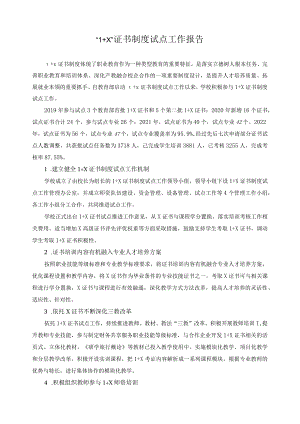 “1+X”证书制度试点工作报告.docx