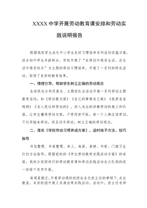 中学开展劳动教育课安排和劳动实践说明报告.docx
